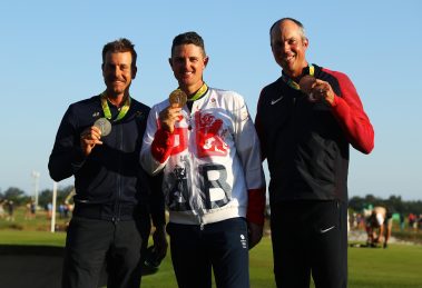A photo of the 2016 Olympic men's golf winners