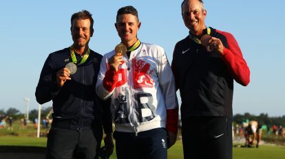 A photo of the 2016 Olympic men's golf winners