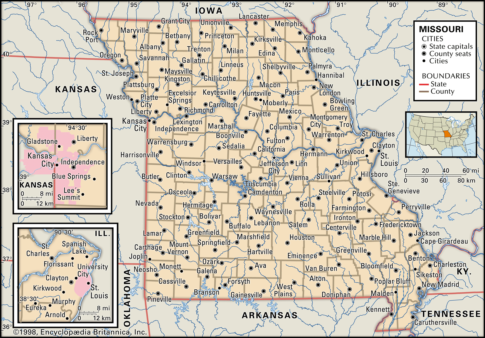 Missouri Counties Map With Towns