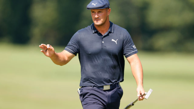 What is the logo on Bryson DeChambeau's hat at the 2024 Masters?
