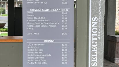 A photo of the Augusta National Women's Amateur concessions menu