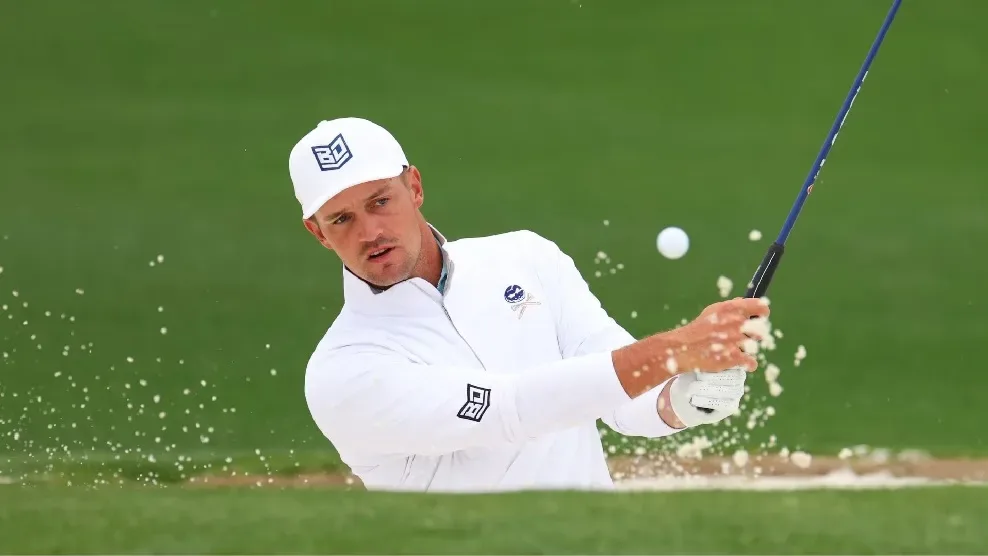 What is the logo on Bryson DeChambeau's shirt at the 2024 Masters?
