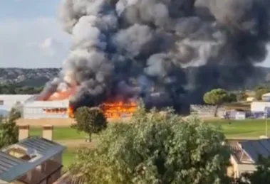 A fire at Marco Simone Golf and Country Club