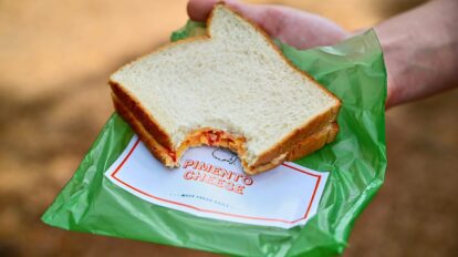 A photo of the Masters pimento cheese sandwich