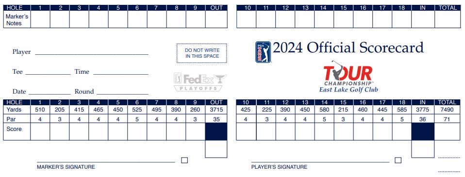 East Lake Golf Club scorecard