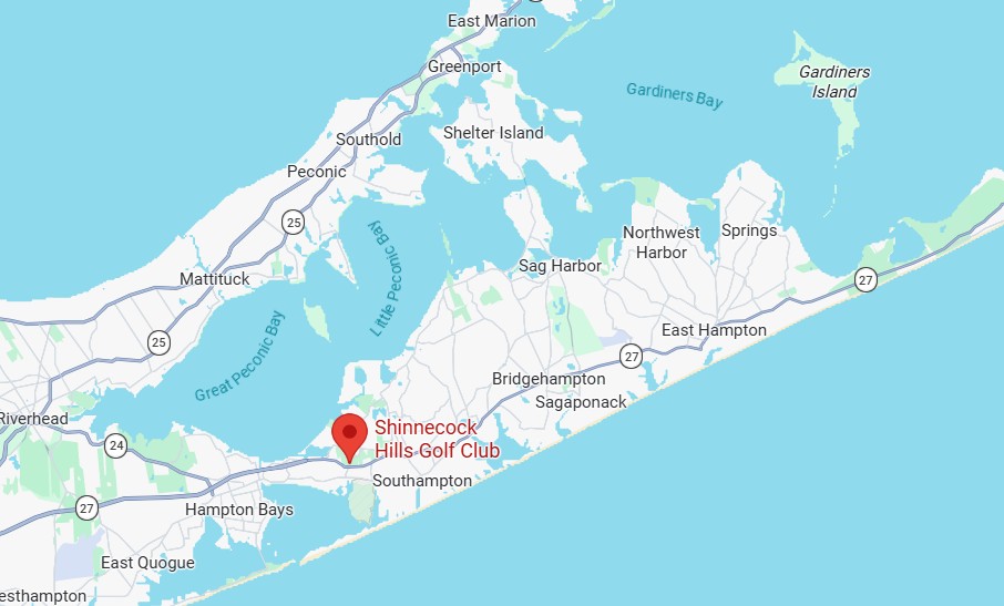 A map of Shinnecock Hills Golf Club